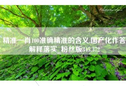 精准一肖100准确精准的含义,国产化作答解释落实_粉丝版345.372