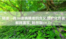 精准一肖100准确精准的含义,国产化作答解释落实_粉丝版345.372