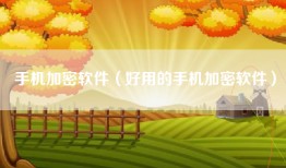 手机加密软件（好用的手机加密软件）