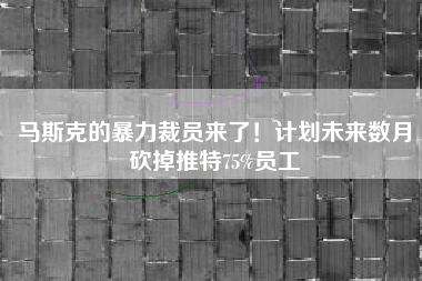 马斯克的暴力裁员来了！计划未来数月砍掉推特75%员工