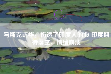 马斯克访华，伤透了印度人的心 印度期待落空，情绪崩溃