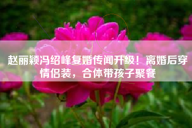赵丽颖冯绍峰复婚传闻升级！离婚后穿情侣装，合体带孩子聚餐