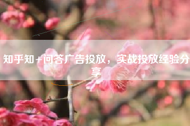 知乎知+问答广告投放，实战投放经验分享
