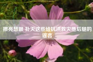 擦亮慧眼 扑灭这些给抗洪救灾拖后腿的谣言