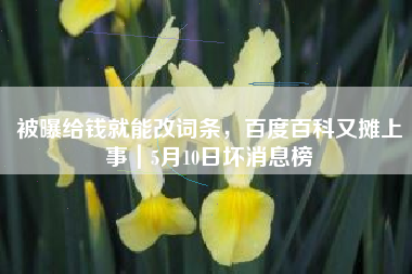 被曝给钱就能改词条，百度百科又摊上事｜5月10日坏消息榜