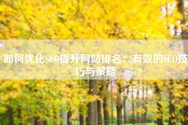 如何优化SEO提升网站排名：有效的SEO技巧与策略