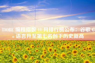 TIOBE 编程指数 11 月排行榜公布：谷歌 Go 语言升至第七名创下历史新高