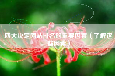 四大决定网站排名的重要因素（了解这些因素）