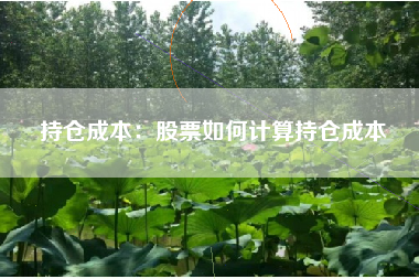 持仓成本：股票如何计算持仓成本