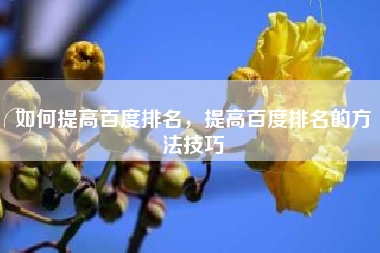 如何提高百度排名，提高百度排名的方法技巧
