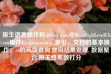 原生语言操作和spring data中RestHighLevelClient操作Elasticsearch，索引，文档的基本操作，es的高级查询.查询结果处理. 数据聚合.相关性系数打分