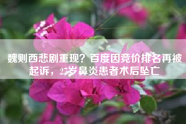 魏则西悲剧重现？百度因竞价排名再被起诉，27岁鼻炎患者术后坠亡