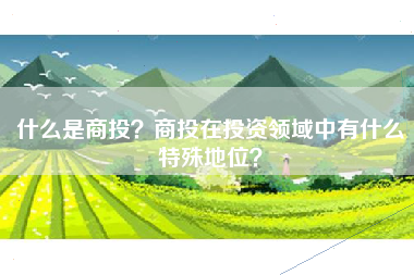 什么是商投？商投在投资领域中有什么特殊地位？