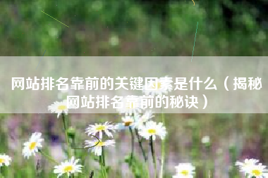 网站排名靠前的关键因素是什么（揭秘网站排名靠前的秘诀）