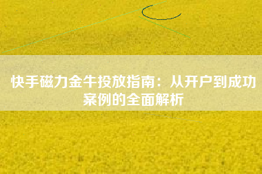 快手磁力金牛投放指南：从开户到成功案例的全面解析