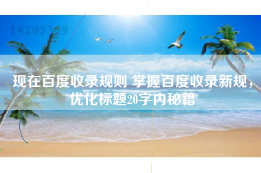 现在百度收录规则 掌握百度收录新规，优化标题20字内秘籍