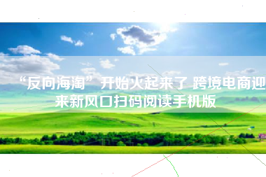 “反向海淘”开始火起来了 跨境电商迎来新风口扫码阅读手机版