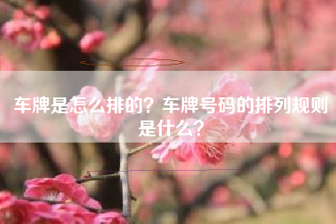 车牌是怎么排的？车牌号码的排列规则是什么？