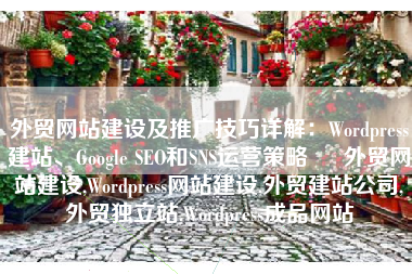 外贸网站建设及推广技巧详解：Wordpress建站、Google SEO和SNS运营策略 – 外贸网站建设,Wordpress网站建设,外贸建站公司,外贸独立站,Wordpress成品网站