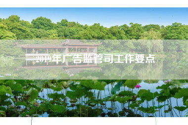 2019年广告监管司工作要点