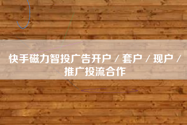 快手磁力智投广告开户／套户／现户／推广投流合作