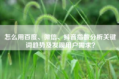 怎么用百度、微信、抖音指数分析关键词趋势及发现用户需求？