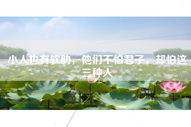小人也有软肋,他们不怕君子,却怕这三种人 小人也有软肋,他们不怕君子,却怕这三种人