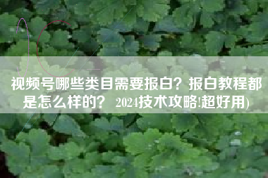 视频号哪些类目需要报白？报白教程都是怎么样的？ 2024技术攻略!超好用)