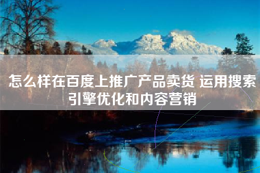 怎么样在百度上推广产品卖货 运用搜索引擎优化和内容营销