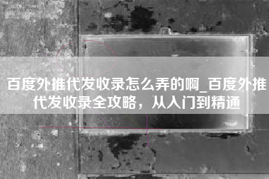 百度外推代发收录怎么弄的啊_百度外推代发收录全攻略，从入门到精通