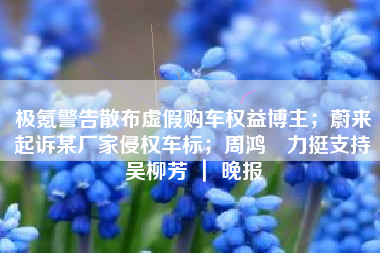 极氪警告散布虚假购车权益博主；蔚来起诉某厂家侵权车标；周鸿祎力挺支持吴柳芳 ｜ 晚报