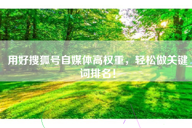 用好搜狐号自媒体高权重，轻松做关键词排名！