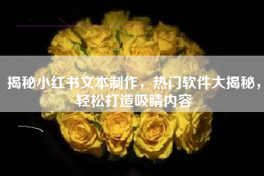 揭秘小红书文本制作，热门软件大揭秘，轻松打造吸睛内容