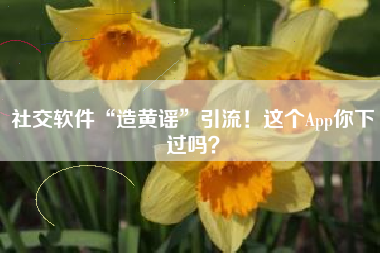 社交软件“造黄谣”引流！这个App你下过吗？