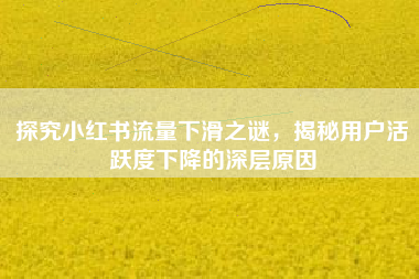 探究小红书流量下滑之谜，揭秘用户活跃度下降的深层原因