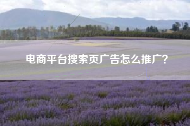电商平台搜索页广告怎么推广？