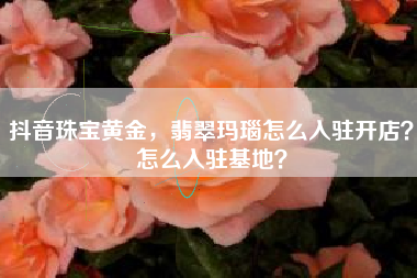 抖音珠宝黄金，翡翠玛瑙怎么入驻开店？怎么入驻基地？