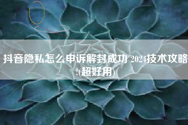 抖音隐私怎么申诉解封成功 2024技术攻略!(超好用)
