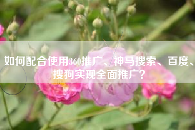 如何配合使用360推广、神马搜索、百度、搜狗实现全面推广？