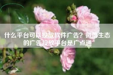 什么平台可以投放软件广告？微信生态的广告投放平台是广点通