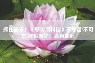 抓住需求！《擎宇翔科技》不靠谱!不可信!被骗曝光！真相如此