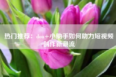 热门推荐：dou+小助手如何助力短视频创作新潮流