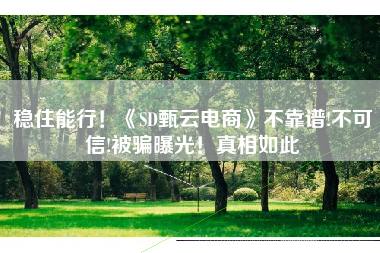 稳住能行!《SD甄云电商》不靠谱!不可信!被骗曝光!真相如此 稳住能行!《SD甄云电商》不靠谱!不可信!被骗曝光!真相如此