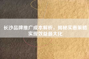 长沙品牌推广成本解析，揭秘实惠策略实现效益最大化