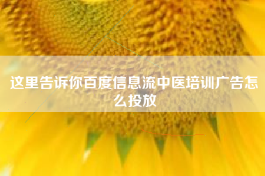这里告诉你百度信息流中医培训广告怎么投放
