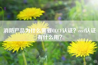消防产品为什么需要CCCF认证？cccf认证有什么用？
