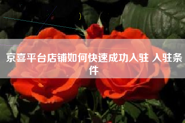 京喜平台店铺如何快速成功入驻 入驻条件
