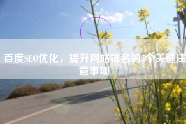百度SEO优化，提升网站排名的5个关键注意事项