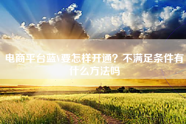 电商平台蓝V要怎样开通？不满足条件有什么方法吗