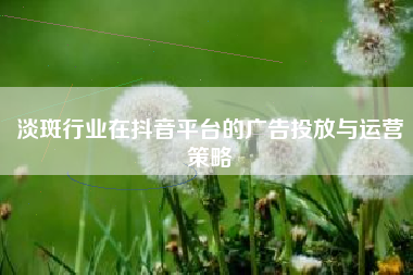 淡斑行业在抖音平台的广告投放与运营策略